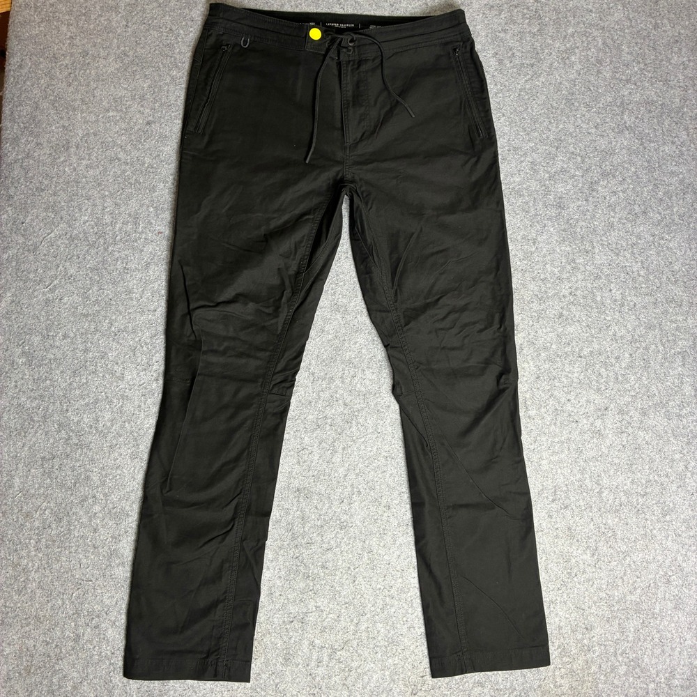 Roark Layover Traveler Pants 34x30 Black Excellent Slim Tapered Stretch Travel